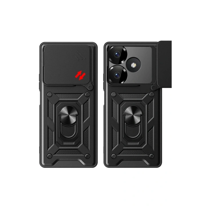 Mey İthalat®   Redmi 13 4G Kılıf Pars Lens Yüzüklü Silikon - Gümüş