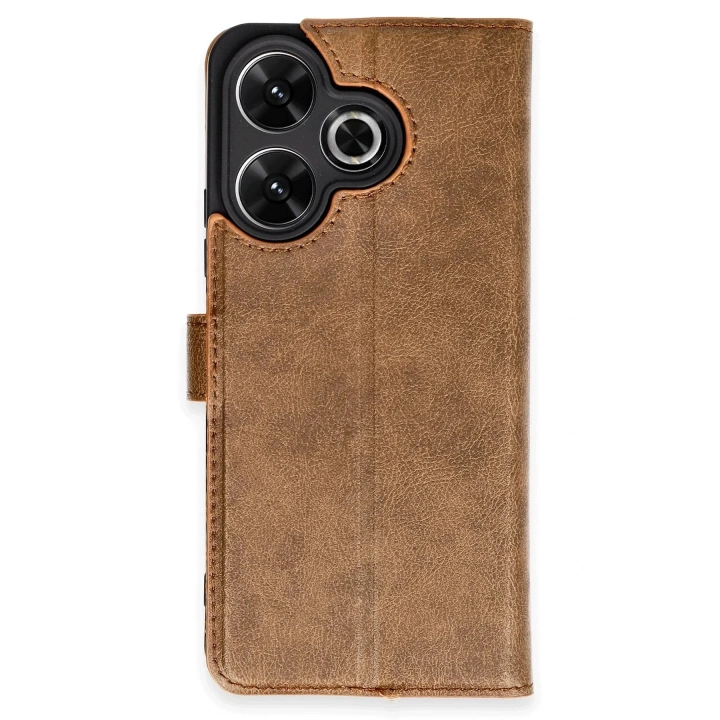 Mey İthalat®   Redmi 13 4G Kılıf Trend S Plus Kapaklı Kılıf - Taba