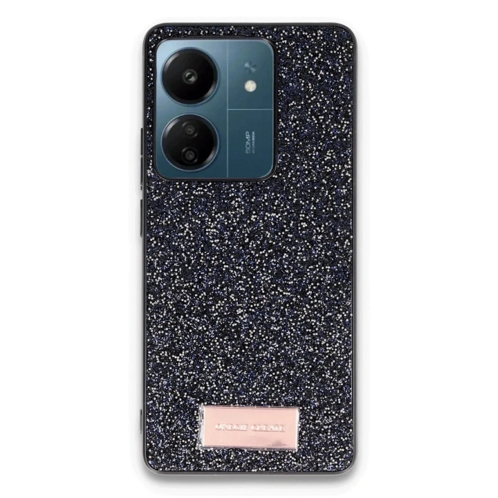 Mey İthalat®   Redmi 13C Bright Simli Kapak - Siyah