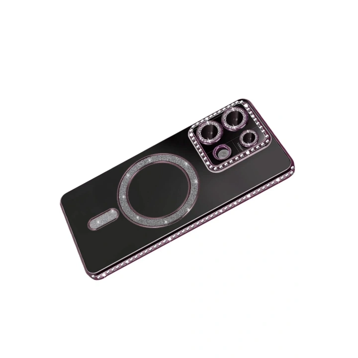 Mey İthalat®   Redmi 13C Joke Simli Magneticsafe Kılıf - Pembe