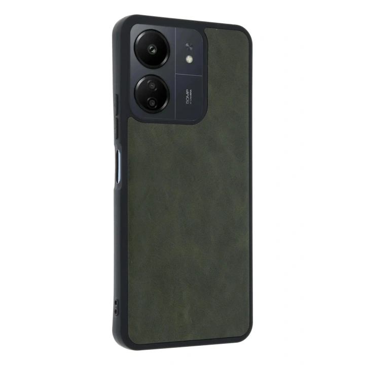 Mey İthalat®   Redmi 13C Kılıf Aras Deri Kapak - Açık Yeşil