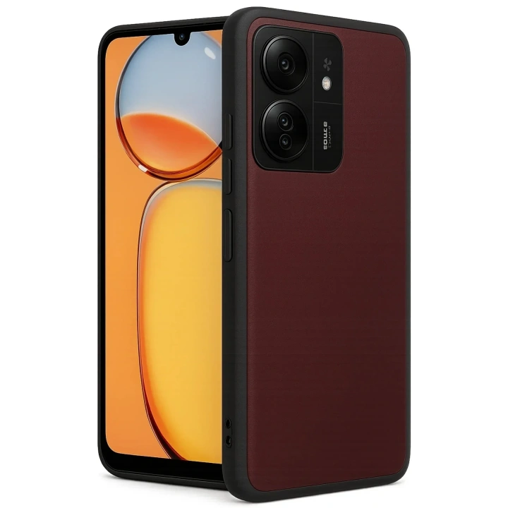 Mey İthalat®   Redmi 13C Kılıf Aras Deri Kapak - Bordo