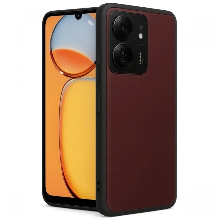 Mey İthalat®   Redmi 13C Kılıf Aras Deri Kapak - Bordo