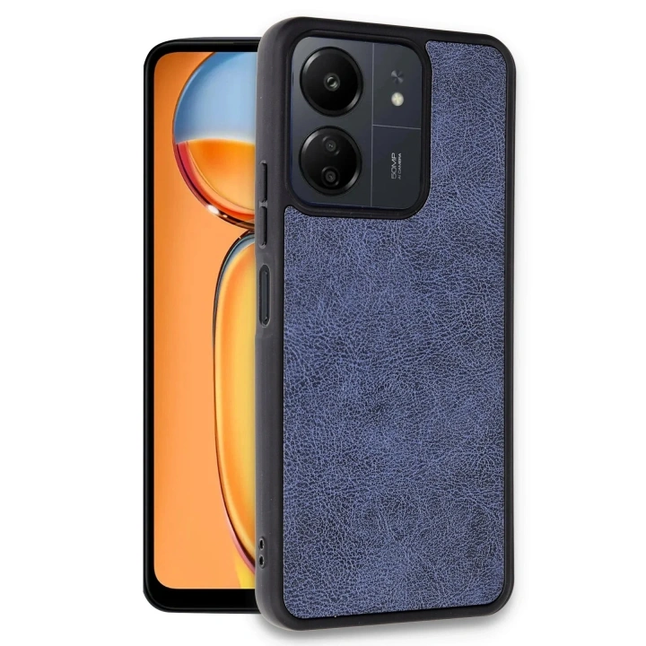 Mey İthalat®   Redmi 13C Kılıf Aras Deri Kapak - Lacivert