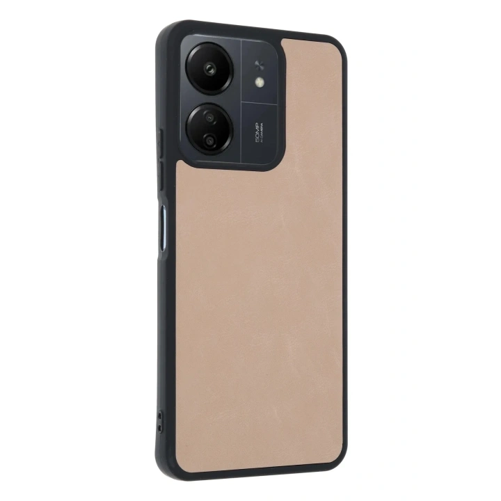 Mey İthalat®   Redmi 13C Kılıf Aras Deri Kapak - Pudra