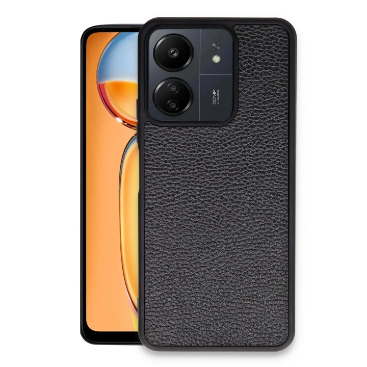 Mey İthalat®   Redmi 13C Kılıf Aras Deri Kapak - Siyah