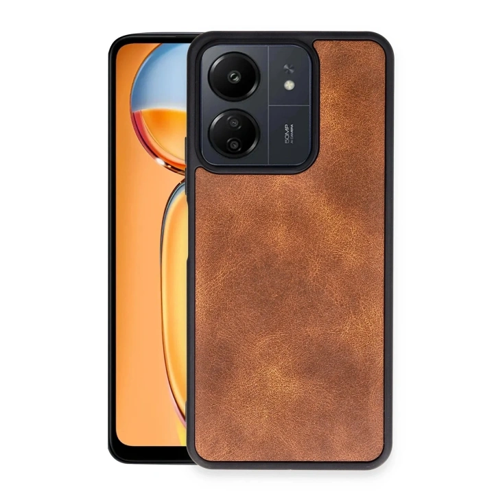 Mey İthalat®   Redmi 13C Kılıf Aras Deri Kapak - Taba