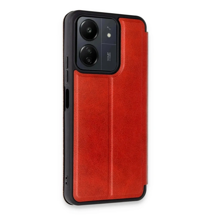 Mey İthalat®   Redmi 13C Kılıf Flip Cover - Kırmızı