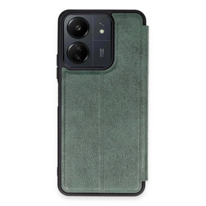 Mey İthalat®   Redmi 13C Kılıf Flip Cover - Koyu Yeşil