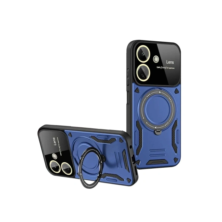 Mey İthalat®   Redmi 13C Kılıf Joy Lens Standlı Kapak - Lacivert