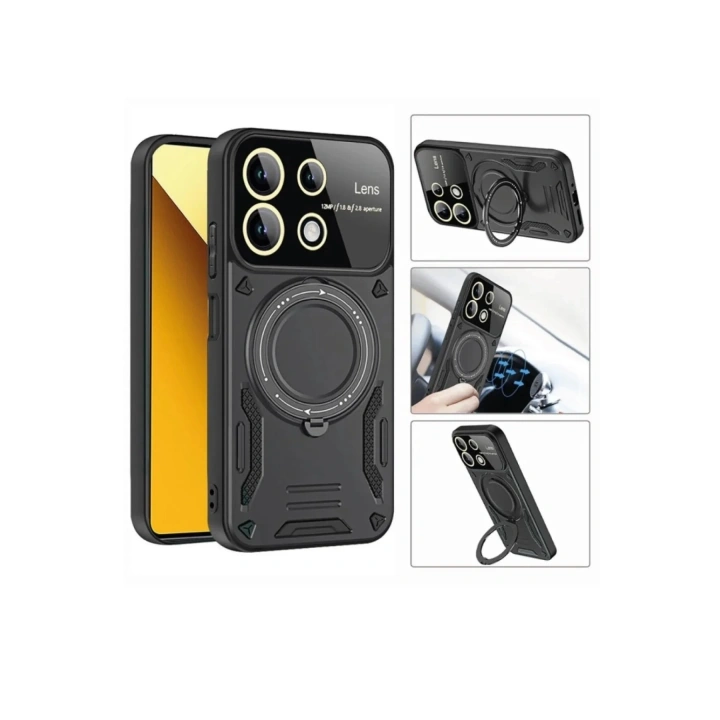 Mey İthalat®   Redmi 13C Kılıf Joy Lens Standlı Kapak - Mor