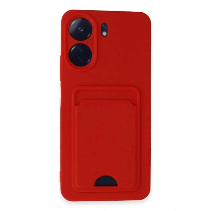 Mey İthalat®   Redmi 13C Kılıf Kelvin Kartvizitli Silikon - Kırmızı