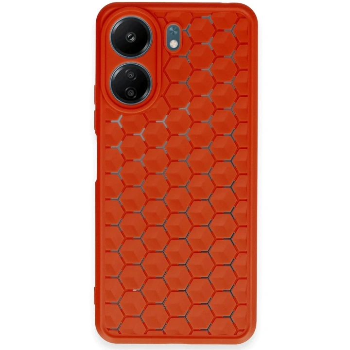 Mey İthalat®   Redmi 13C Kılıf Petek Silikon Kapak - Kırmızı