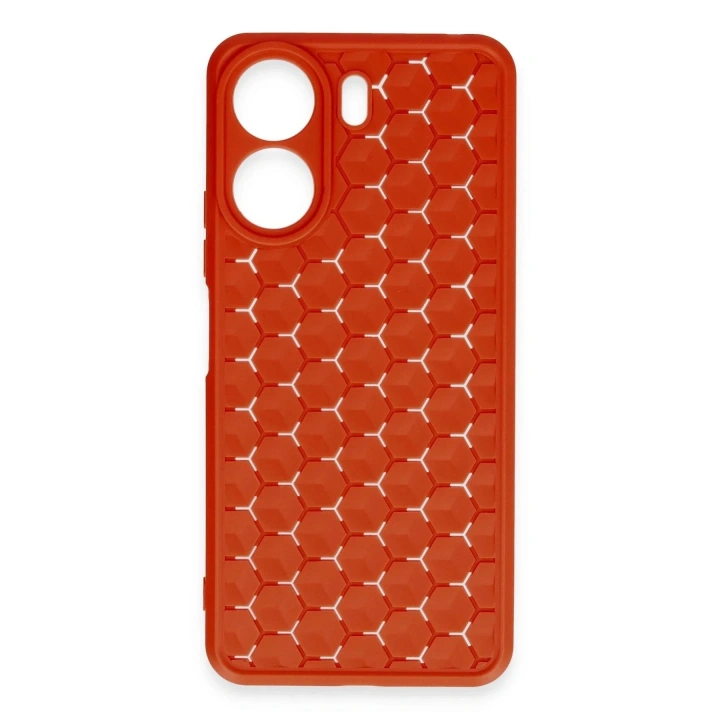 Mey İthalat®   Redmi 13C Kılıf Petek Silikon Kapak - Kırmızı