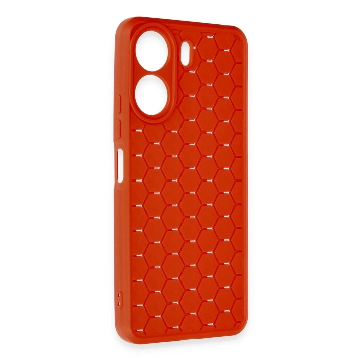 Mey İthalat®   Redmi 13C Kılıf Petek Silikon Kapak - Kırmızı