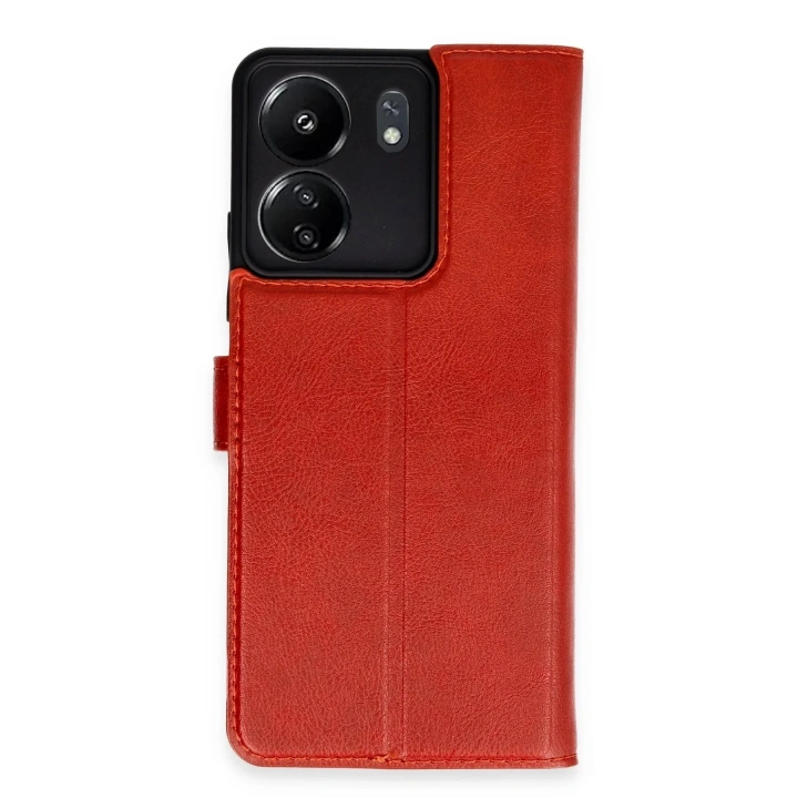 Mey İthalat®   Redmi 13C Kılıf Trend S Plus Kapaklı Kılıf - Kırmızı