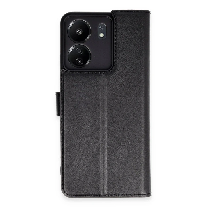 Mey İthalat®   Redmi 13C Kılıf Trend S Plus Kapaklı Kılıf - Siyah