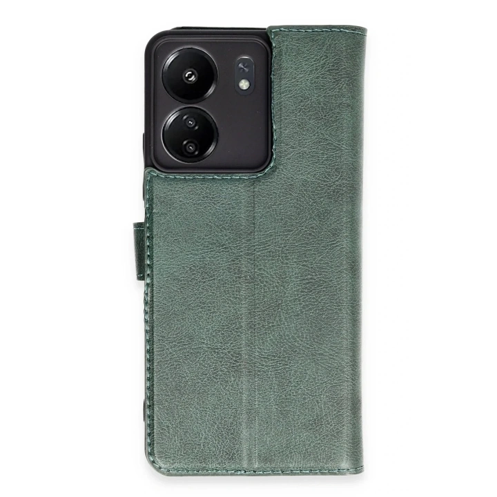 Mey İthalat®   Redmi 13C Kılıf Trend S Plus Kapaklı Kılıf - Yeşil