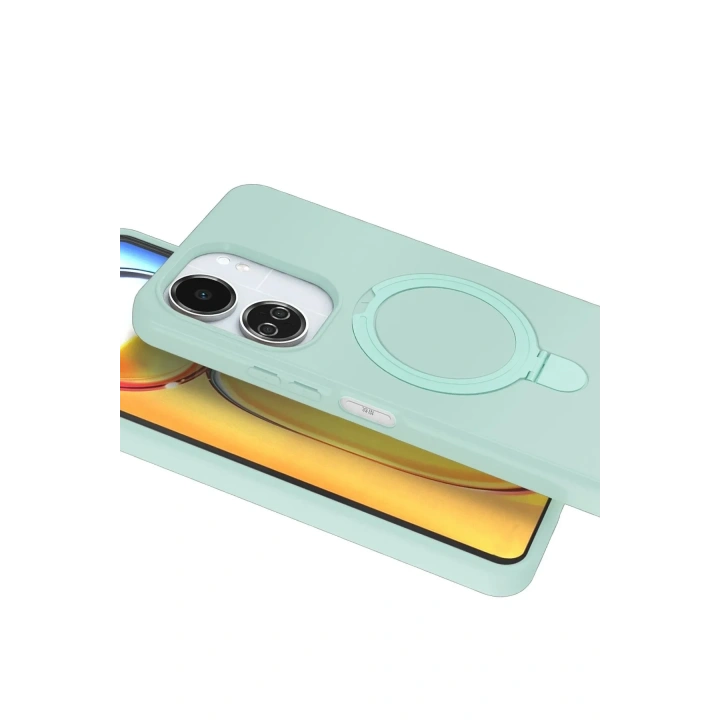 Mey İthalat®   Redmi 13C Regal Magsafe Standlı Kapak - Su Yeşili