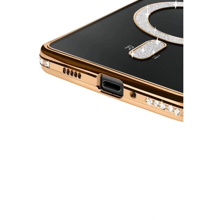 Mey İthalat®   Redmi 14C Joke Simli Magneticsafe Kılıf - Gold