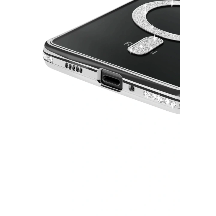 Mey İthalat®   Redmi 14C Joke Simli Magneticsafe Kılıf - Gümüş
