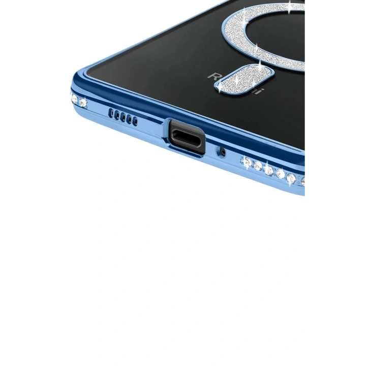 Mey İthalat®   Redmi 14C Joke Simli Magneticsafe Kılıf - Mavi