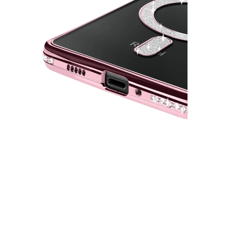 Mey İthalat®   Redmi 14C Joke Simli Magneticsafe Kılıf - Pembe