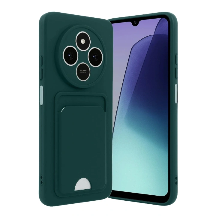 Mey İthalat®   Redmi 14C Kelvin Kartvizitli Silikon - Koyu Yeşil