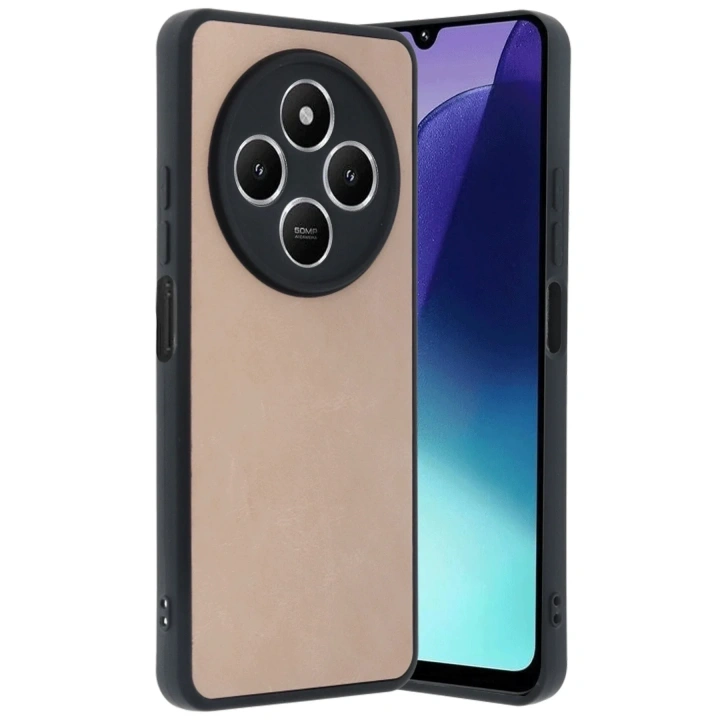 Mey İthalat®   Redmi 14C Kılıf Aras Deri Kapak - Pudra