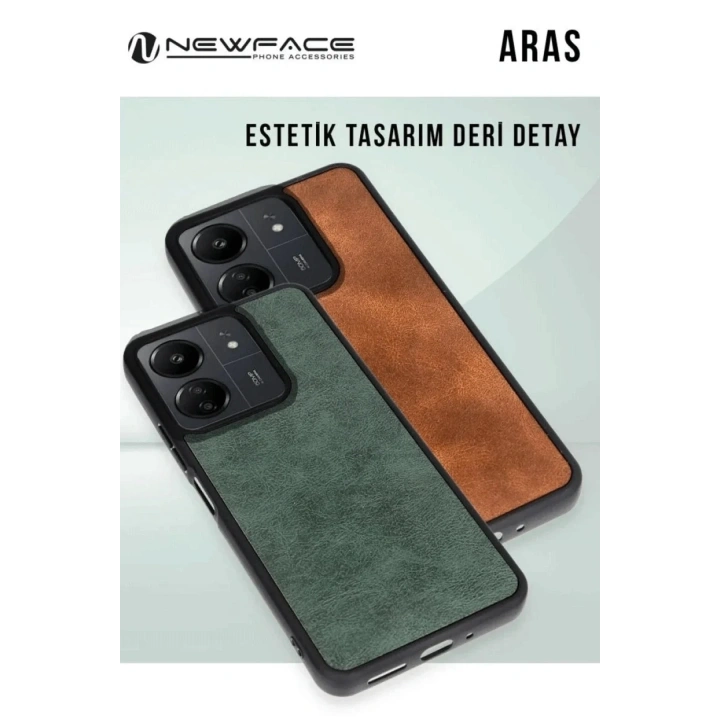 Mey İthalat®   Redmi 14C Kılıf Aras Deri Kapak - Taba