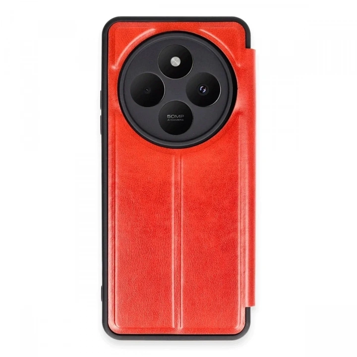 Mey İthalat®   Redmi 14C Kılıf Flip Cover - Kırmızı