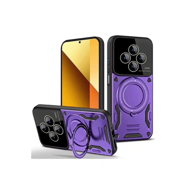 Mey İthalat®   Redmi 14C Kılıf Joy Lens Standlı Kapak - Mor