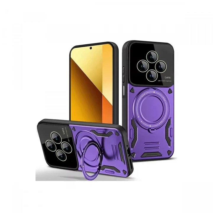 Mey İthalat®   Redmi 14C Kılıf Joy Lens Standlı Kapak - Mor
