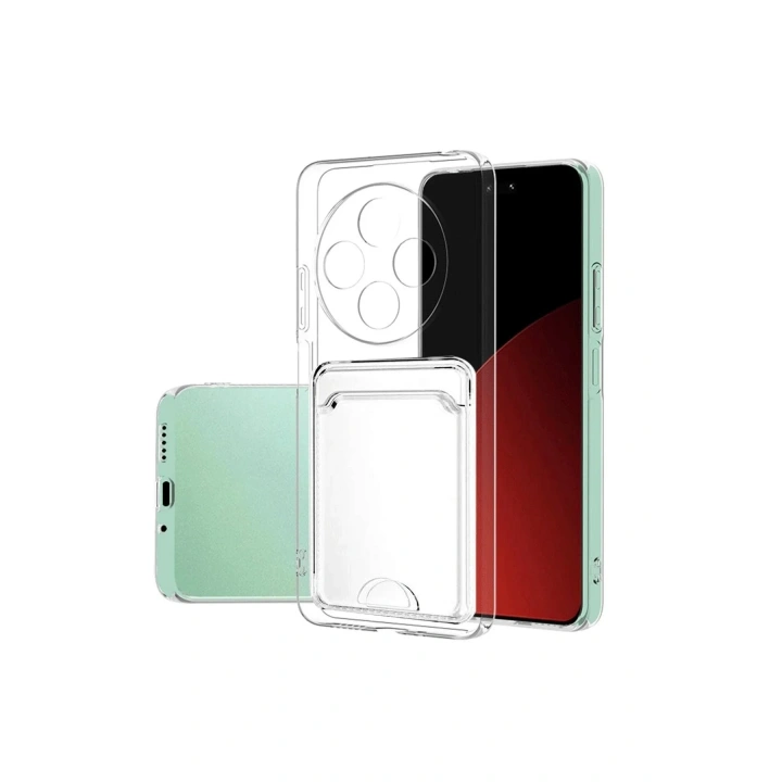 Mey İthalat®   Redmi 14C Kılıf Kart Şeffaf Silikon - Şeffaf