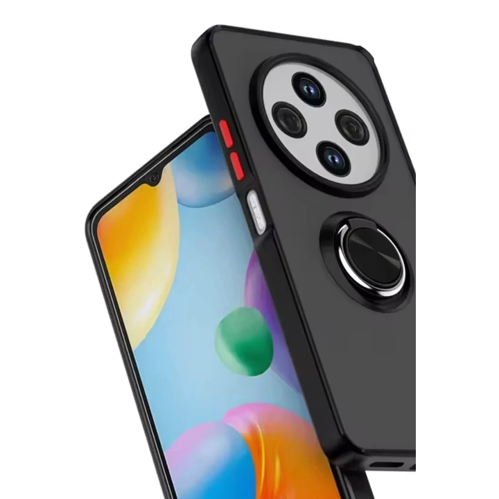 Mey İthalat®   Redmi 14C Kılıf Montreal Yüzüklü Silikon Kapak - Siyah
