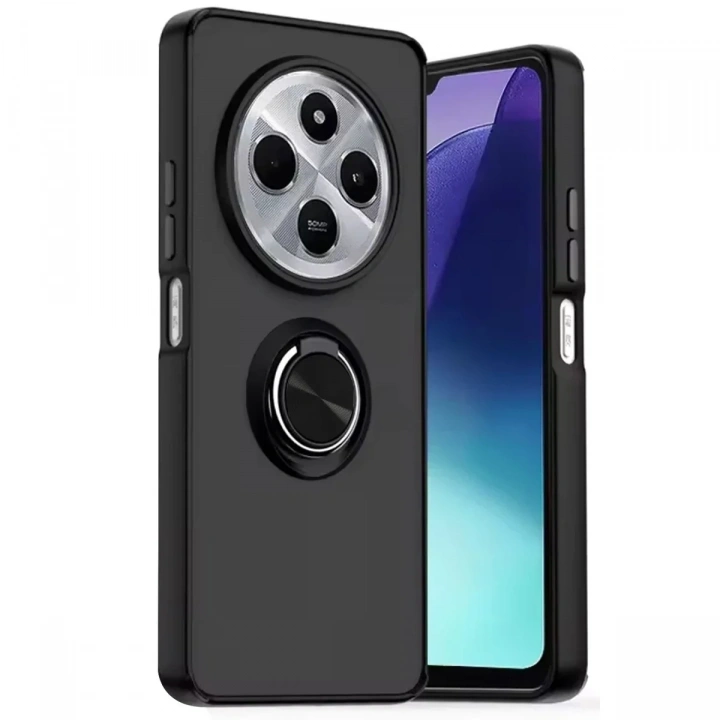 Mey İthalat®   Redmi 14C Kılıf Montreal Yüzüklü Silikon Kapak - Siyah