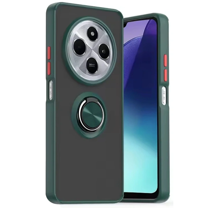 Mey İthalat®   Redmi 14C Kılıf Montreal Yüzüklü Silikon Kapak - Yeşil