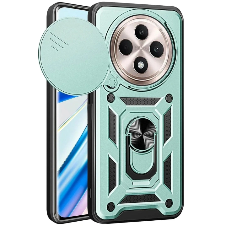 Mey İthalat®   Redmi 14C Kılıf Pars Lens Yüzüklü Silikon - Yeşil