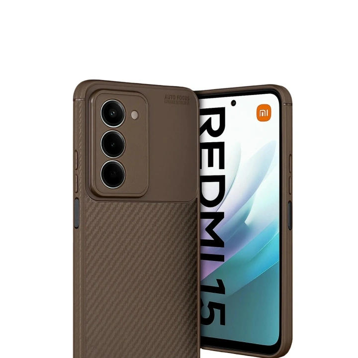 Mey İthalat®   Redmi 15 4G Auto Focus Karbon Kapak - Kahverengi