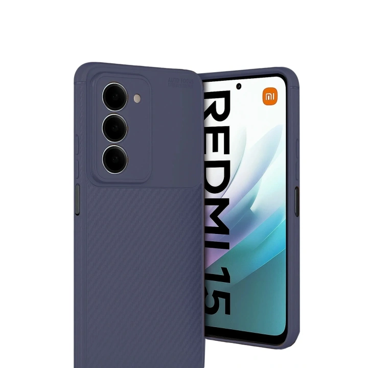 Mey İthalat®   Redmi 15 4G Auto Focus Karbon Kapak - Lacivert
