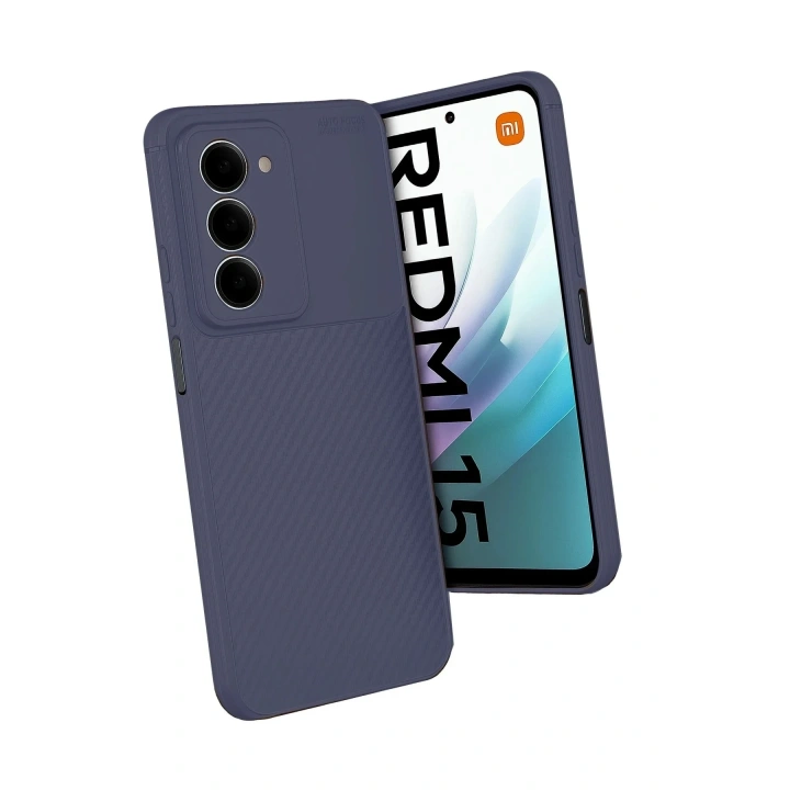 Mey İthalat®   Redmi 15 4G Auto Focus Karbon Kapak - Lacivert