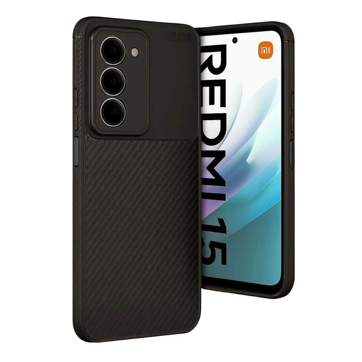 Mey İthalat®   Redmi 15 4G Auto Focus Karbon Kapak - Siyah