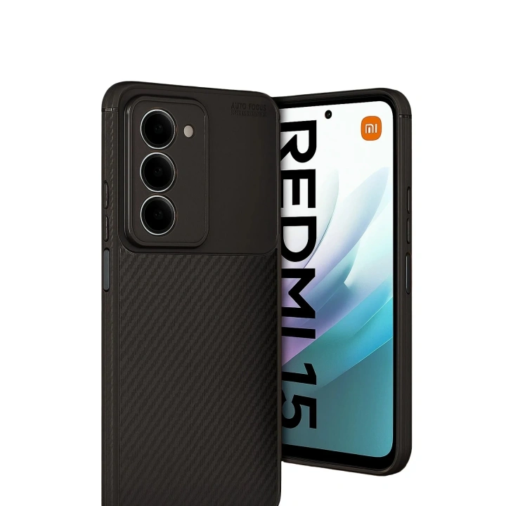 Mey İthalat®   Redmi 15 4G Auto Focus Karbon Kapak - Siyah
