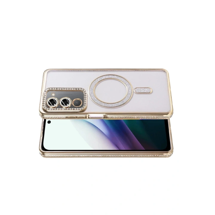 Mey İthalat®   Redmi 15 4G Joke Simli Magneticsafe Kılıf - Gold