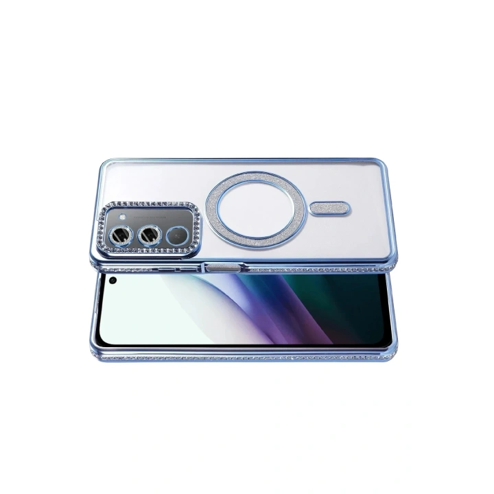 Mey İthalat®   Redmi 15 4G Joke Simli Magneticsafe Kılıf - Mavi