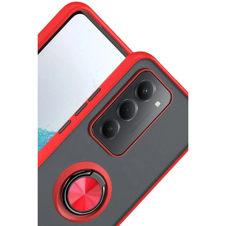 Mey İthalat®   Redmi 15 4G Montreal Yüzüklü Silikon Kapak - Kırmızı