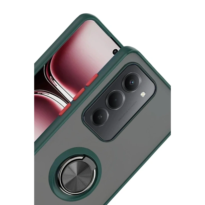 Mey İthalat®   Redmi 15 4G Montreal Yüzüklü Silikon Kapak - Yeşil