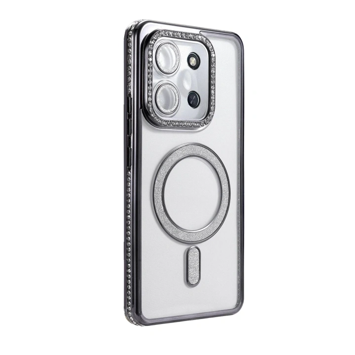 Mey İthalat®   Redmi 15C 4G Joke Simli Magneticsafe Kılıf - Siyah
