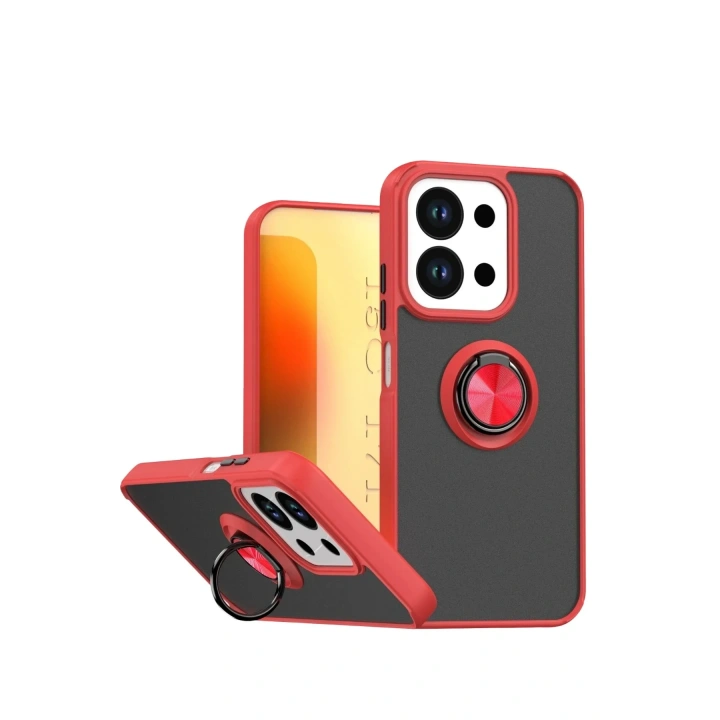 Mey İthalat®   Redmi 15C 4G Montreal Yüzüklü Silikon Kapak - Kırmızı