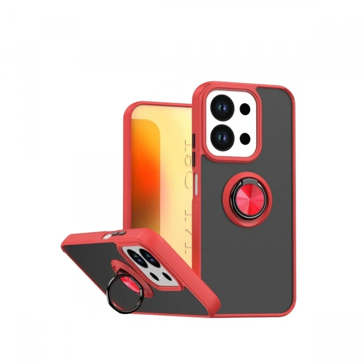 Mey İthalat®   Redmi 15C 4G Montreal Yüzüklü Silikon Kapak - Kırmızı